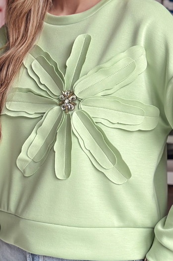 Női oversize pulóver virággal PETITKA menta Dstreet BY1389