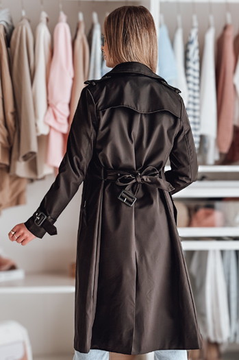 Női hosszú kabát övvel SLIMFOTA fekete Dstreet NY0747