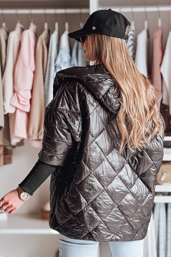 Női átmeneti steppelt oversize kabát PUFFILOF fekete Dstreet TY4855