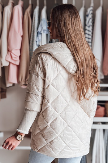 Női átmeneti steppelt oversize dzseki PUFFILOF világos bézs Dstreet TY4856
