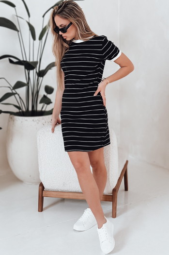 Női csíkos miniruha FITLINES fekete Dstreet EY2584