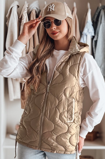 Női átmeneti steppelt mellény VESOLITA camel Dstreet TY4878