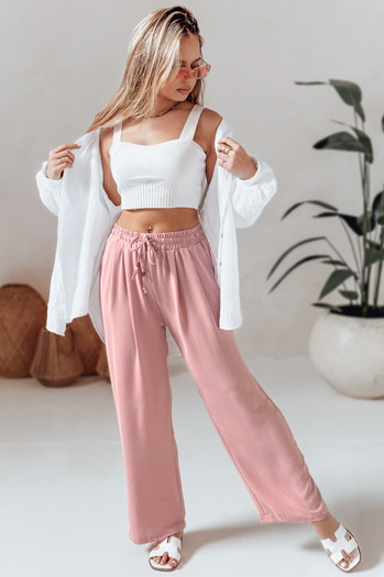 Női alkalmi széles szárú nadrág LOVETRIP rózsaszín Dstreet UY2638