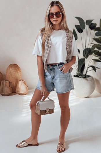 Női farmer rövidnadrág övvel HELLO JEAN kék Dstreet SY0481