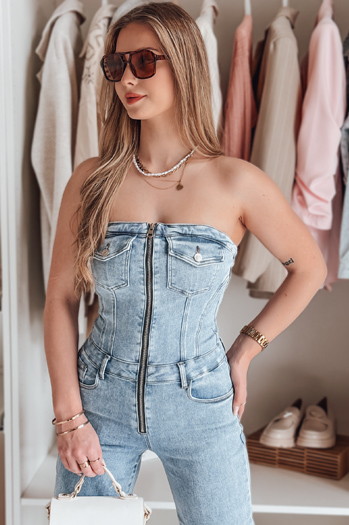 Női farmer overall fűzővel GORSSANKA kék Dstreet EY2587