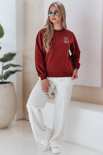 Női oversize pulóver hímzéssel CHERSOFT tégla Dstreet BY1398