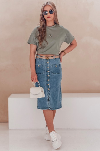 Denim midi szoknya GUZIKOVA kék Dstreet CY0509