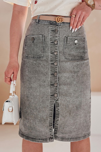 Denim midi szoknya GUZIKOVA szürke Dstreet CY0510