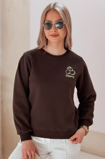 Női oversize pulóver hímzéssel CHERSOFT barna Dstreet BY1401