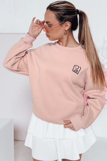Női oversize pulóver hímzéssel SOFTSLON rózsaszín Dstreet BY1432