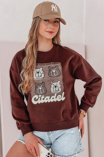 Női oversize pulóver mackókkal MISOBEARS burgundi Dstreet BY1434