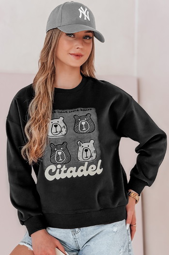 Női oversize pulóver mackókkal MISOBEARS fekete Dstreet BY1437