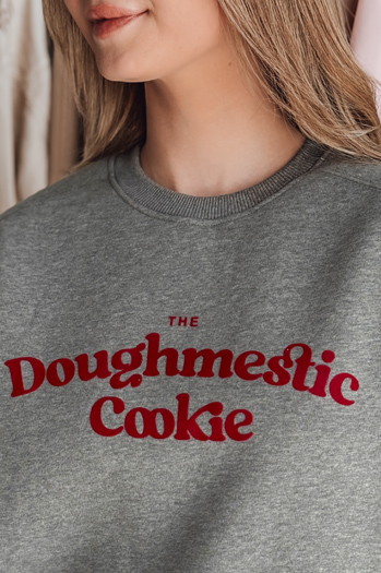 Női oversize pulóver COOKIES nyomtatással sötétszürke Dstreet BY1443