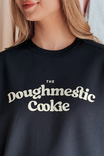 Női oversize pulóver COOKIES nyomtatással tengerészkék Dstreet BY1447