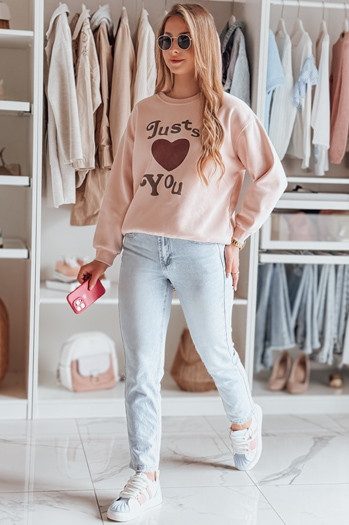 Női oversize nyomtatott pulóver FEELME rózsaszín Dstreet BY1473