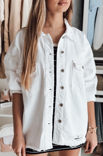 Női oversize farmer dzseki JUSTDEM fehér Dstreet TY4903