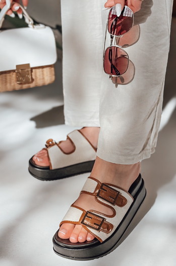 Női FLATSTEP camel flip-flopok Dstreet ZY0895