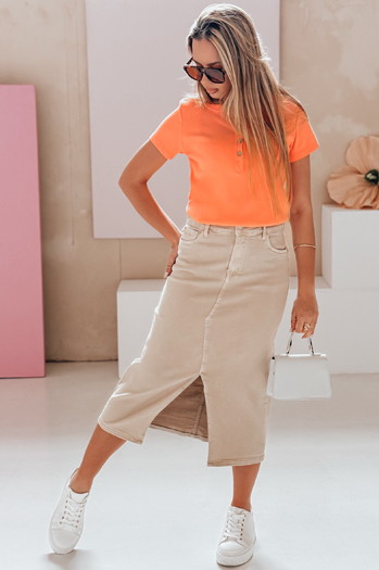 Női egyméretű bordázott blúz KISS LOOK narancssárga Dstreet RY2840
