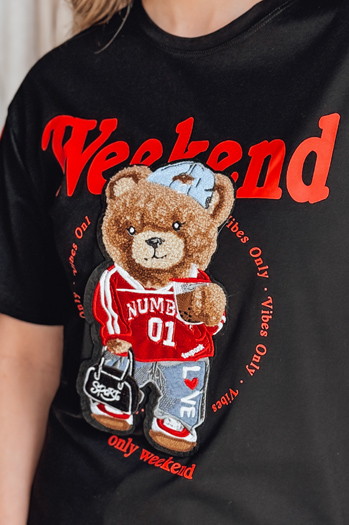 Női oversize mackós póló FUNTED fekete Dstreet RY2849
