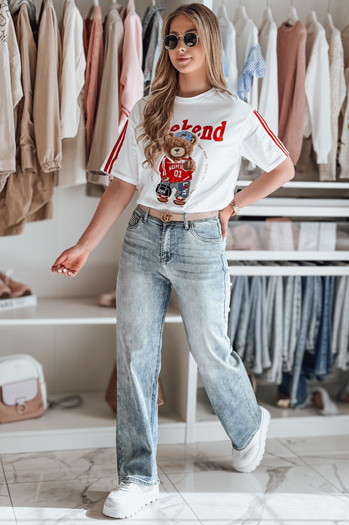 Női oversize mackós póló FUNTED fehér Dstreet RY2850