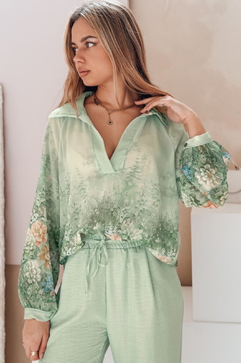 Női oversize virágos ing Virágos zöld Dstreet DY0471