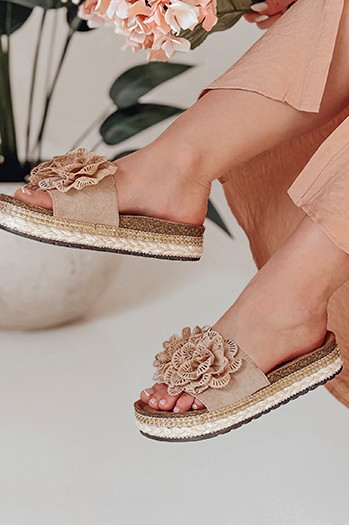Női virágos flip-flop KWIATARIS khaki Dstreet ZY0910 ZY0910