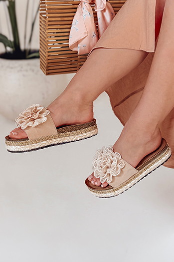 Női virágos flip-flop KWIATARIS bézs Dstreet ZY0912 ZY0912