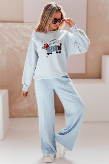 Női oversize pulóver hímzéssel DOGSWEETY kék Dstreet BY1479
