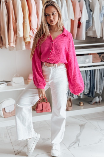 Női oversize muszlin ing MUSLINEA fukszia Dstreet DY0475