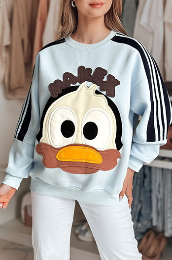 Női oversize pulóver foltokkal CUTE MAKEX kék Dstreet BY1490