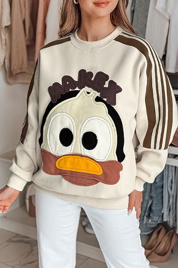 Női oversize melegítőfelső foltokkal CUTE MAKEX bézs Dstreet BY1492