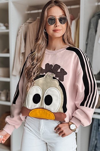 Női oversize melegítőfelső foltokkal CUTE MAKEX rózsaszín Dstreet BY1493