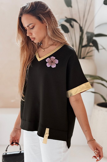 Női oversize SHINE LOVE blúz fekete Dstreet RY2912 RY2912