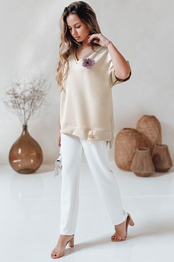 Női oversize blúz SHINE LOVE bézs Dstreet RY2914 Dstreet RY2914