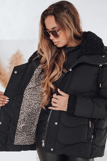 Női WARMMISS steppelt téli kabát kapucnival fekete Dstreet TY4921