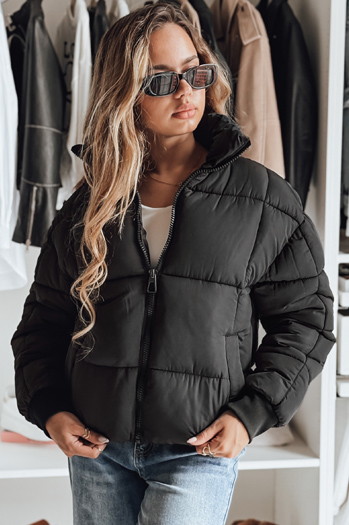 Női téli rövid, steppelt kabát VIBEGIRL fekete Dstreet TY4948