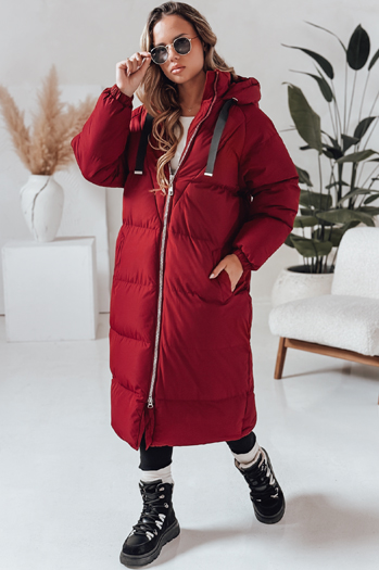Női téli hosszú steppelt kabát COZYSEASON gesztenyebarna Dstreet TY4955