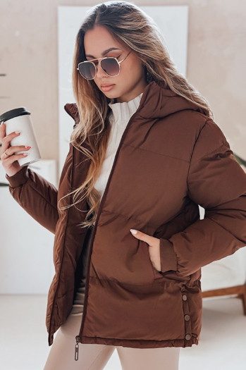MISSFROST női steppelt kapucnis dzseki barna Dstreet TY4959