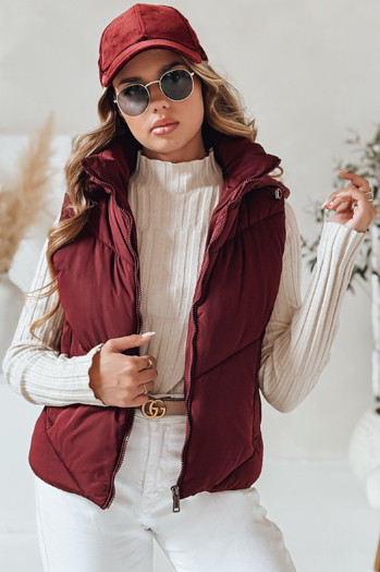 Női steppelt mellény LIKEHUGS bordó Dstreet TY4976 TY4976