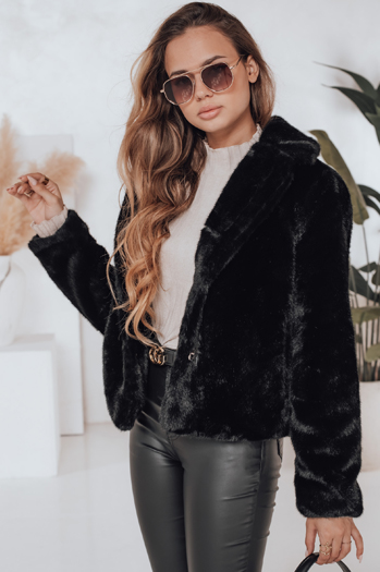 Női szőrmebunda GLAMFLUFFY rövid fekete Dstreet TY4985