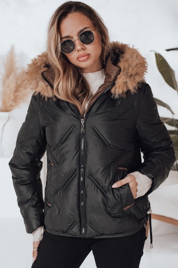Női télikabát COLDLIKE steppelt kapucnival fekete Dstreet TY5001