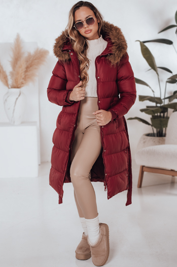 Női steppelt téli kabát szőrmével STYLEBELLA piros Dstreet TY5008