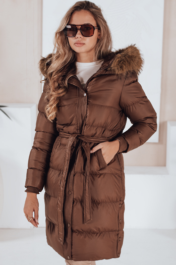 Női steppelt téli kabát szőrmével STYLEBELLA barna Dstreet TY5009
