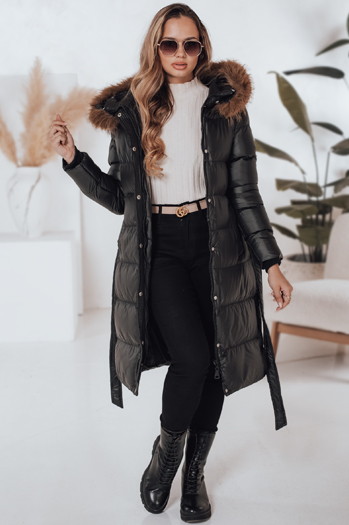Női steppelt téli kabát szőrmével STYLEBELLA fekete Dstreet TY5010