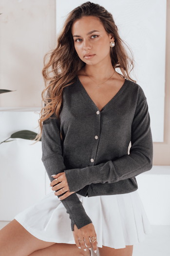 Női CHICGLOW kardigán sötétszürke Dstreet MY2498