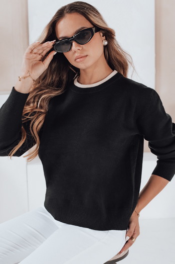 Női basic pulóver DARMILA fekete Dstreet MY2504