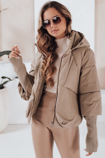 MISSLAYER női télikabát kapucnival camel Dstreet TY5035