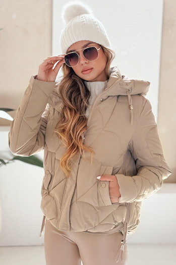 Női télikabát LOVEWARM rövid steppelt kapucnival camel Dstreet TY5041