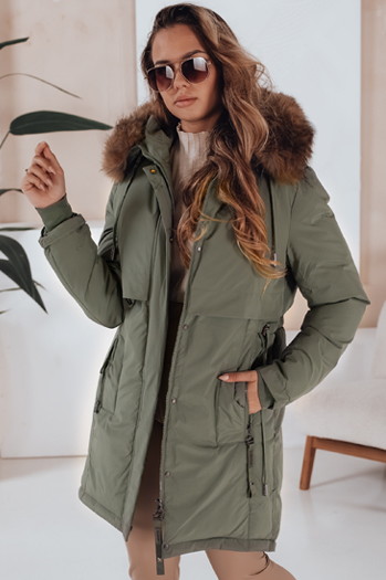 Női téli parka dzseki kapucnival zöld Dstreet TY5081