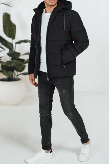 Férfi steppelt téli kabát kapucnival fekete Dstreet TX5060
